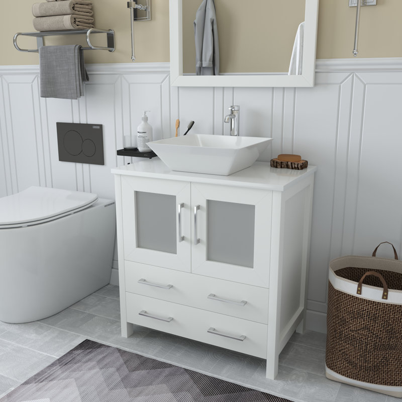 Wade Logan® Karson 30'' Single Bathroom Vanity with Engineered Marble